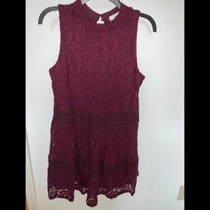 Maroon Lace Midi Dress Size M